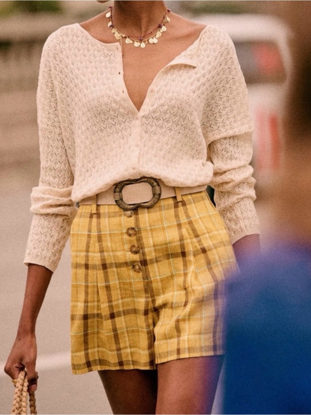 Sezane Lucky high rise linen shorts